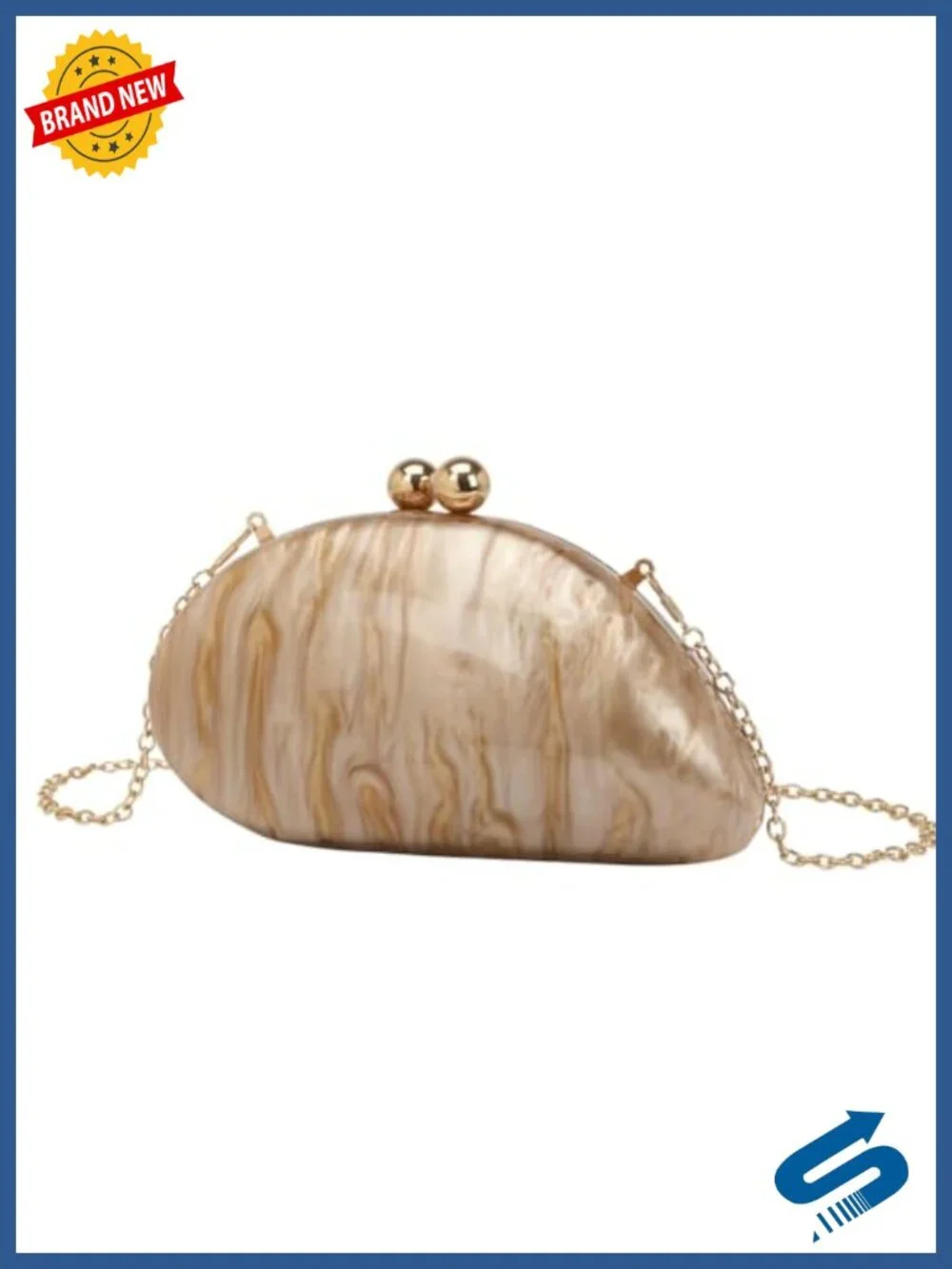Acrylic Shell Shaped Clutch Evening Bag with Top Handle Crossbody Strap Wedding